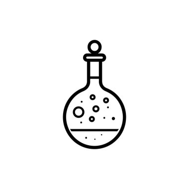 Kimyasal cam ikonu ve bilimsel kimya tüpü toksik ilaç tasarımı.