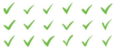 Sağdaki işaret yeşil simgesi. Onaylanmış seçili tasarım.