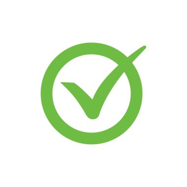 Sağdaki işaret yeşil simgesi. Onaylanmış seçili tasarım.