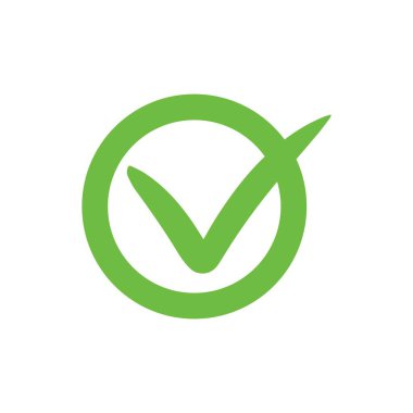 Sağdaki işaret yeşil simgesi. Onaylanmış seçili tasarım.