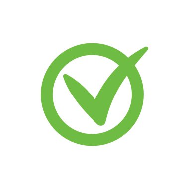 Sağdaki işaret yeşil simgesi. Onaylanmış seçili tasarım.