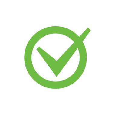 Sağdaki işaret yeşil simgesi. Onaylanmış seçili tasarım.