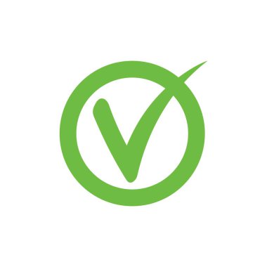 Sağdaki işaret yeşil simgesi. Onaylanmış seçili tasarım.