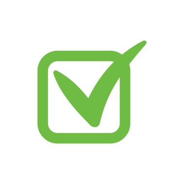 Sağdaki işaret yeşil simgesi. Onaylanmış seçili tasarım.