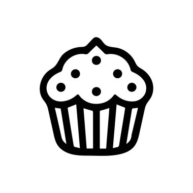 Kek yemek taslak ikon kek. Krema siyah bardak tasarımı.