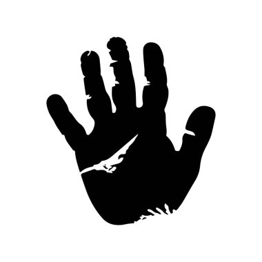 Siyah el sağ ve sol insan simgesi yazdırma tasarımı.