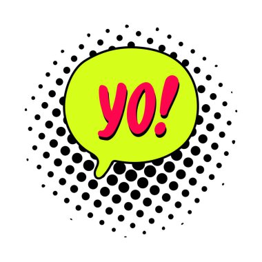 Yo köpük metin stili yaratıcı simge ünlem eğlenceli el komik tasarımı.
