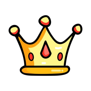 Crown simgesi. Düz renk dizaynı. Vektör illüstrasyonu beyaz arkaplanda izole edildi.