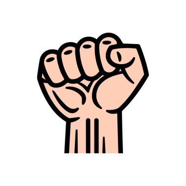 El dövüşü insan gücü ikonu. Özgürlük lekesi siyah ana hat tasarımı.