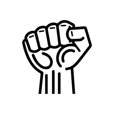 El dövüşü insan gücü ikonu. Özgürlük lekesi siyah ana hat tasarımı.