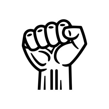 El dövüşü insan gücü ikonu. Özgürlük lekesi siyah ana hat tasarımı.