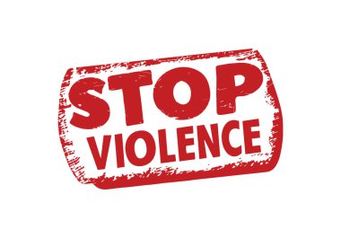 Şiddeti Durdur damgası beyaz arka planda grunge kırmızısı. Vektör tasarımını yazdır.