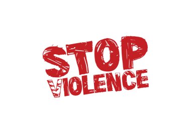 Şiddeti Durdur damgası beyaz arka planda grunge kırmızısı. Vektör tasarımını yazdır.