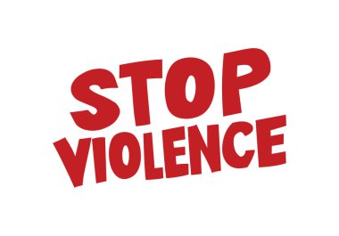 Şiddeti Durdur damgası beyaz arka planda grunge kırmızısı. Vektör tasarımını yazdır.