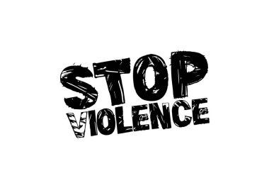 Şiddeti Durdur damgası beyaz arka planda grunge kırmızısı. Vektör tasarımını yazdır.