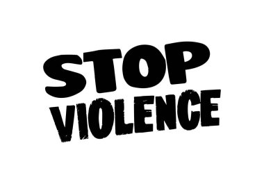 Şiddeti Durdur damgası beyaz arka planda grunge kırmızısı. Vektör tasarımını yazdır.