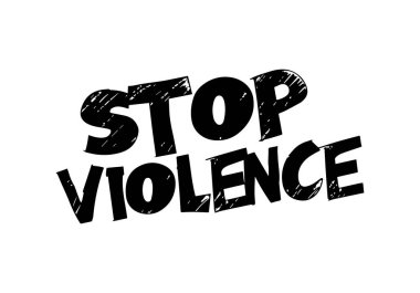 Şiddeti Durdur damgası beyaz arka planda grunge kırmızısı. Vektör tasarımını yazdır.