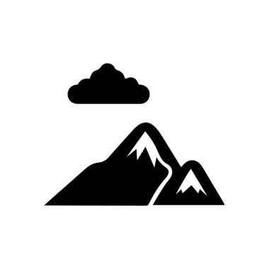 Volkan dağ ikonu doğa ışığı ve siyah vektör tasarımı.