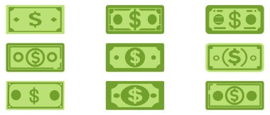 Dolar kağıdı simgesi siyah ve yeşil renk. bankacılık maliyet pazarlama kazanç tasarımı.