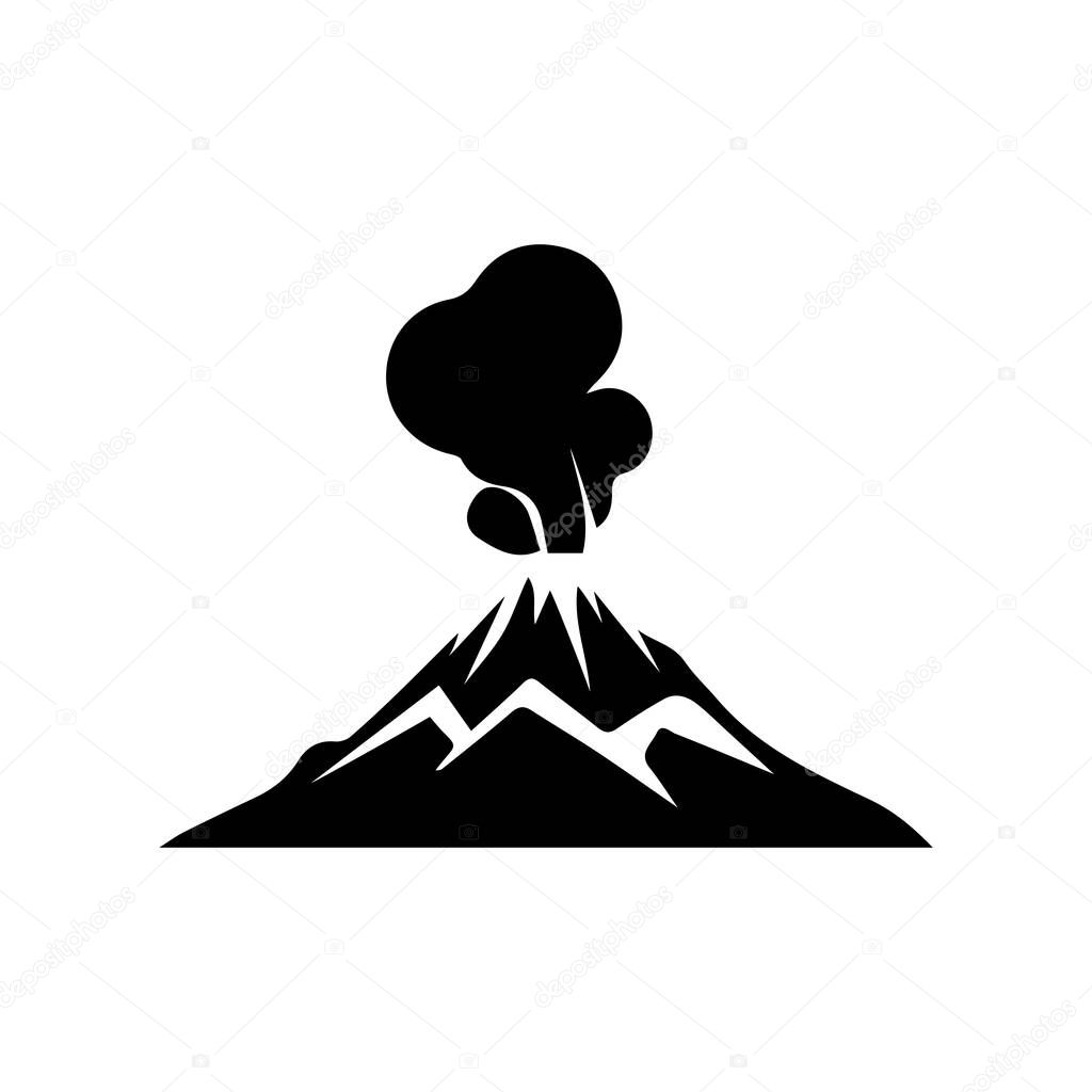 Volcano mountain icon nature light and black vector design.