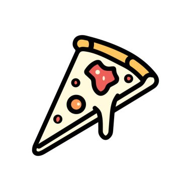 Pizza ikonu aşçı taslağı ve domates rengi sıcak tasarım.