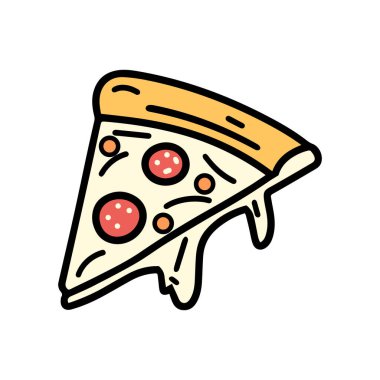 Pizza ikonu aşçı taslağı ve domates rengi sıcak tasarım.