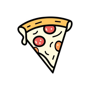 Pizza ikonu aşçı taslağı ve domates rengi sıcak tasarım.