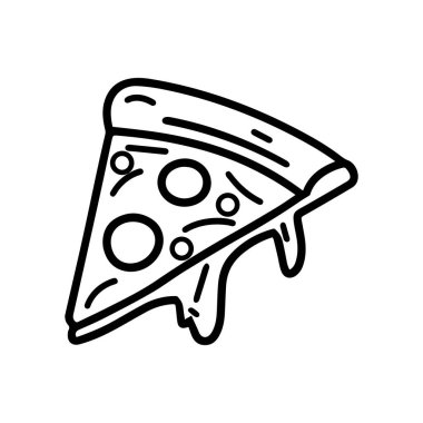 Pizza ikonu aşçı taslağı ve domates rengi sıcak tasarım.