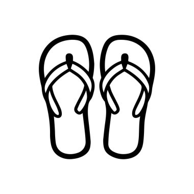 Flip flops siyah ana hatlı ikon yaşam tarzı güneş ayak deniz tasarımı.
