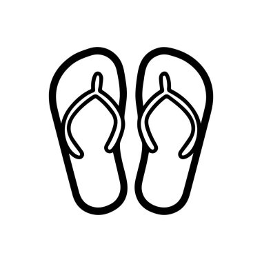 Flip flops siyah ana hatlı ikon yaşam tarzı güneş ayak deniz tasarımı.