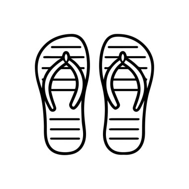 Flip flops siyah ana hatlı ikon yaşam tarzı güneş ayak deniz tasarımı.