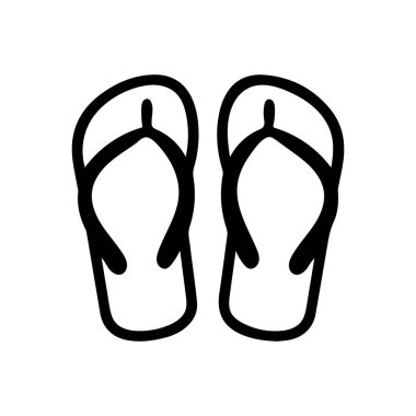 Flip flops siyah ana hatlı ikon yaşam tarzı güneş ayak deniz tasarımı.