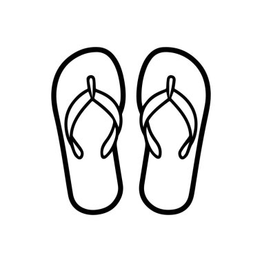Flip flops siyah ana hatlı ikon yaşam tarzı güneş ayak deniz tasarımı.
