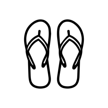 Flip flops siyah ana hatlı ikon yaşam tarzı güneş ayak deniz tasarımı.