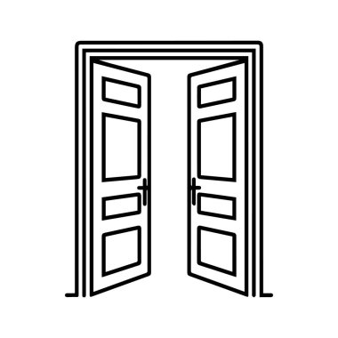 Kapı simgesi siyah ev aç ve ana hatları kilitle tasarıma gir.