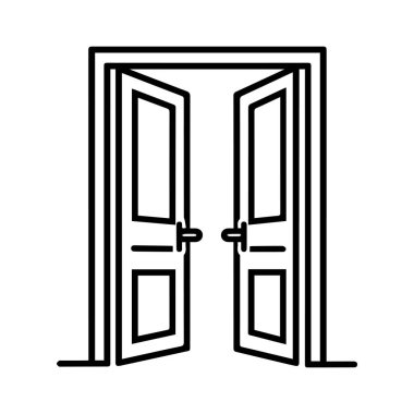 Kapı simgesi siyah ev aç ve ana hatları kilitle tasarıma gir.