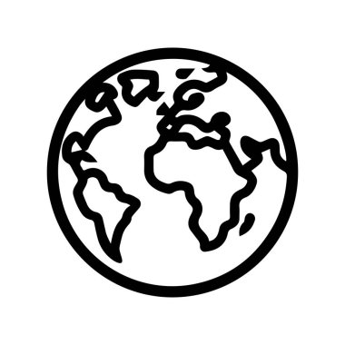 Dünya siyah ana hatlı ikon konumu web sitesi top tasarımı.