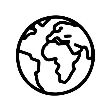 Dünya siyah ana hatlı ikon konumu web sitesi top tasarımı.