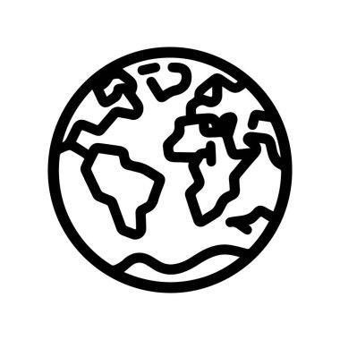 Dünya siyah ana hatlı ikon konumu web sitesi top tasarımı.