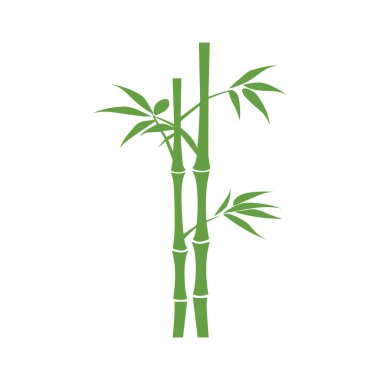 Bambu yaprakları beyaz arkaplan üzerinde simge, siluet biçimi, vektör illüstrasyonu