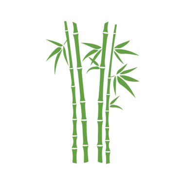 Bambu yaprakları beyaz arkaplan üzerinde simge, siluet biçimi, vektör illüstrasyonu