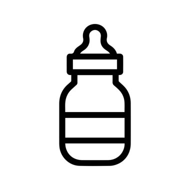 Bebek besleme şişesi yiyecek ana hatları siyah simge tasarımı.