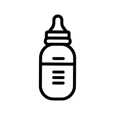 Bebek besleme şişesi yiyecek ana hatları siyah simge tasarımı.