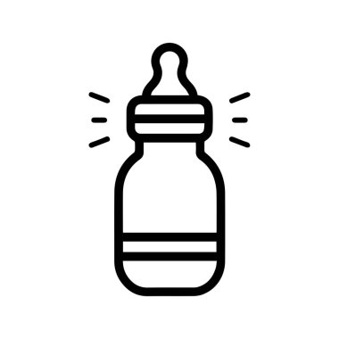 Bebek besleme şişesi yiyecek ana hatları siyah simge tasarımı.