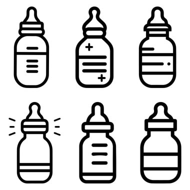 Bebek besleme şişesi yiyecek ana hatları siyah simge tasarımı.