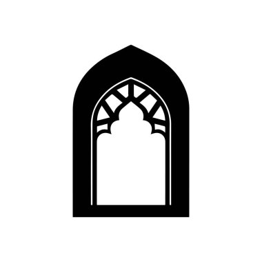 Cami penceresi ana hatları simgesi İslami İslam kültürü tasarımı.