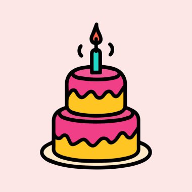 Pasta yemek ikonu rengi. Tazelik tatlı sanat vektör tasarımı.