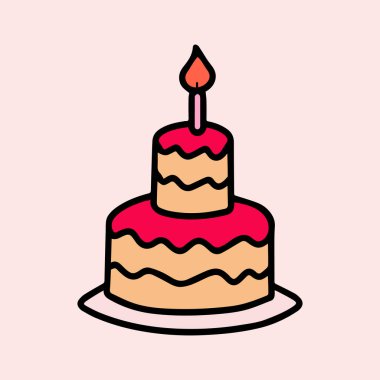 Pasta yemek ikonu rengi. Tazelik tatlı sanat vektör tasarımı.