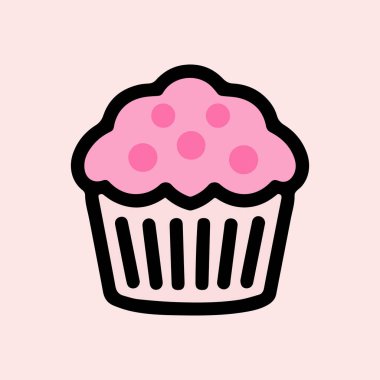 Kek rengi ikon kek. Krema siyah bardak tasarımı.