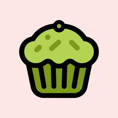 Kek rengi ikon kek. Krema siyah bardak tasarımı.